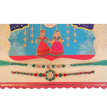 Premium Rakhi Gift Set - Handcrafted Meenakari Rakhi, Fridge Magnet, Roli Chawal Pack | Rakshabandhan Celebration Combo