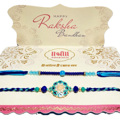 Premium Rakhi Gift Set - Handcrafted Meenakari Rakhi, Fridge Magnet, Roli Chawal Pack | Rakshabandhan Celebration Combo
