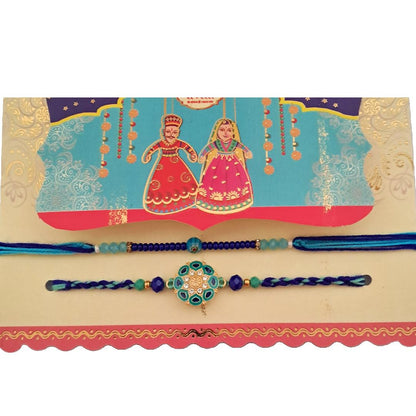Premium Rakhi Gift Set - Handcrafted Meenakari Rakhi, Fridge Magnet, Roli Chawal Pack | Rakshabandhan Celebration Combo