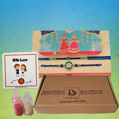 Premium Rakhi Gift Set - Handcrafted Meenakari Rakhi, Fridge Magnet, Roli Chawal Pack | Rakshabandhan Celebration Combo