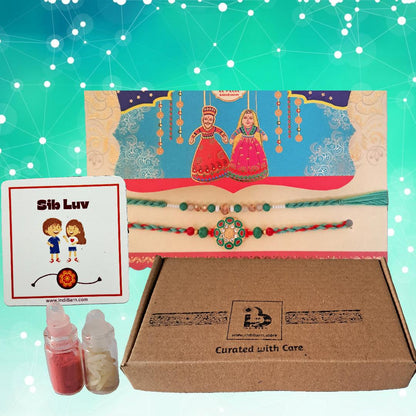 Premium Rakhi Gift Set - Handcrafted Meenakari Rakhi, Fridge Magnet, Roli Chawal Pack | Rakshabandhan Celebration Combo