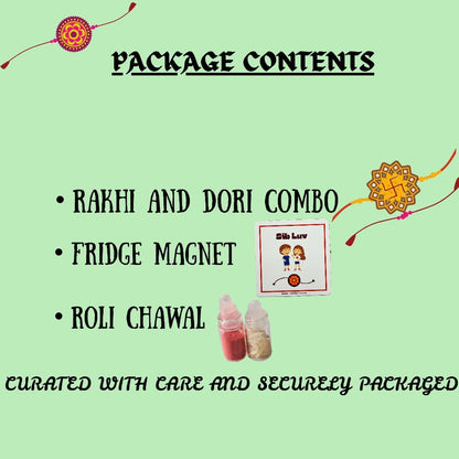 Premium Rakhi Gift Set - Handcrafted Meenakari Rakhi, Fridge Magnet, Roli Chawal Pack | Rakshabandhan Celebration Combo