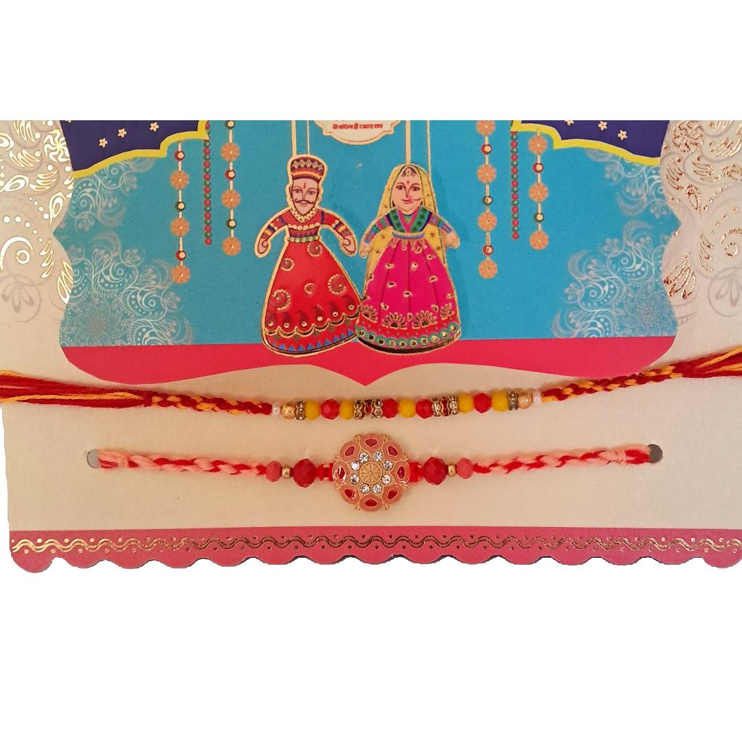 Premium Rakhi Gift Set - Handcrafted Meenakari Rakhi, Fridge Magnet, Roli Chawal Pack | Rakshabandhan Celebration Combo