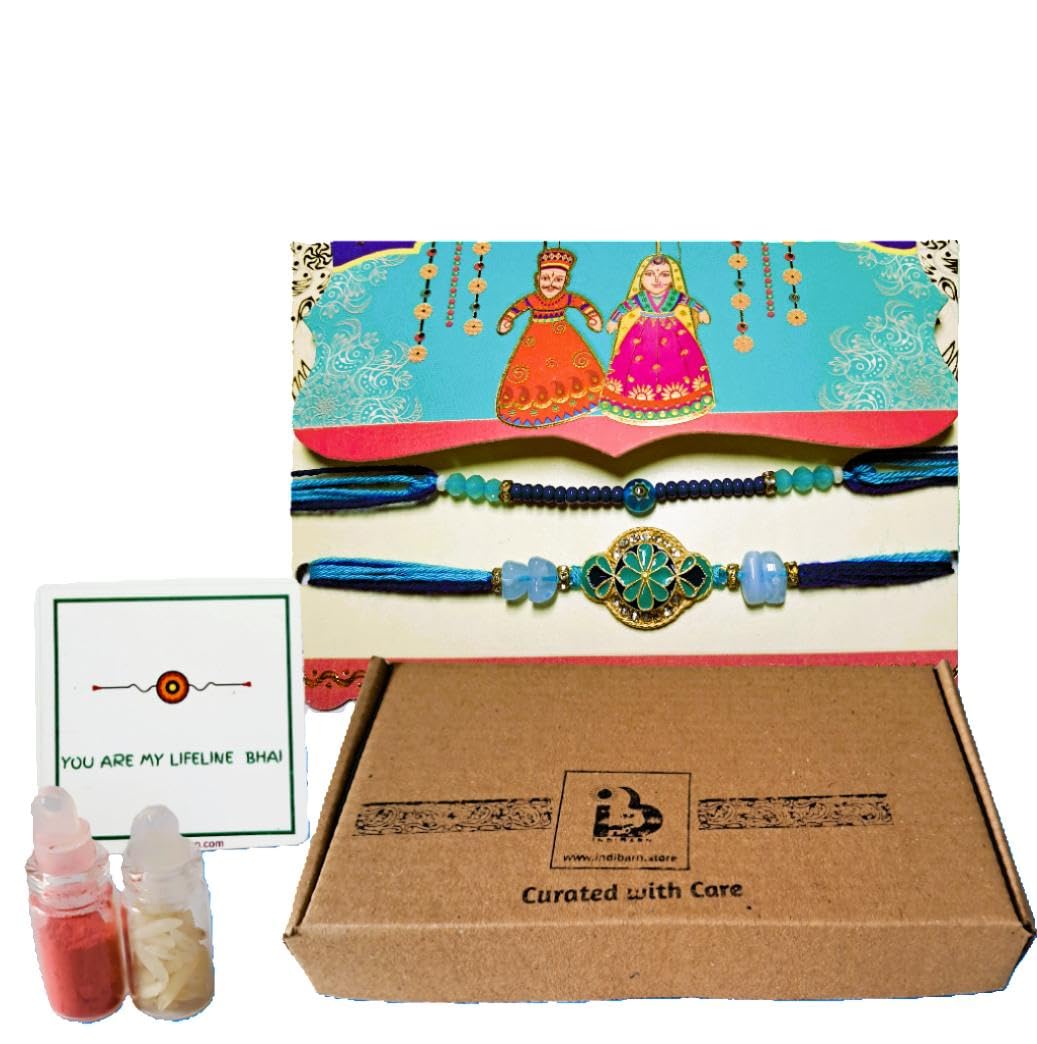 Decorative Rakhi Gift Set with Roli Chawal & Fridge Magnet | Raksha Bandhan