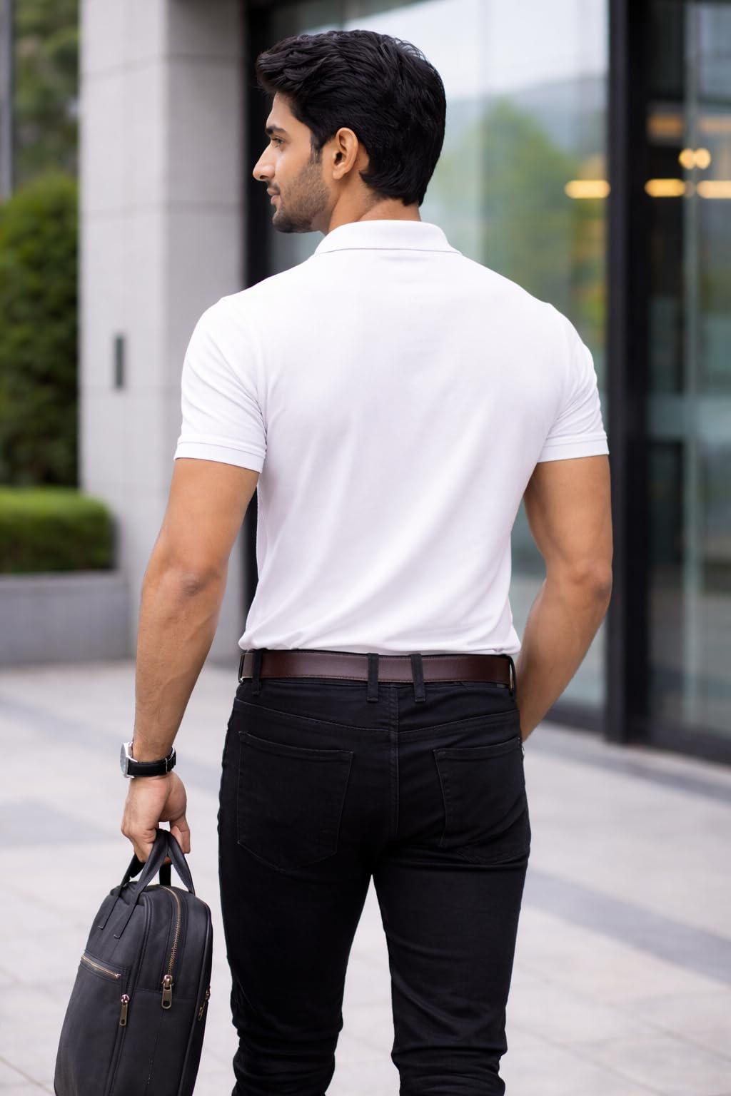 PiQCLUB Men's Solid Polo T-Shirt — Cotton, Regular Fit