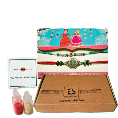 Decorative Rakhi Gift Set with Roli Chawal & Fridge Magnet | Raksha Bandhan