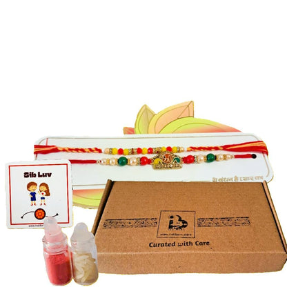 Decorative Rakhi Gift Set with Roli Chawal & Fridge Magnet | Raksha Bandhan