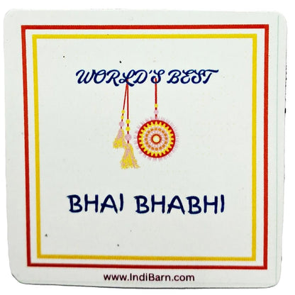 Bhaiya Bhabhi Rakhi Set| World's Best Bhai Bhabhi fridge magnet| Roli Chawal pack| Lumba Rakhi | Rakhsha Bandhan