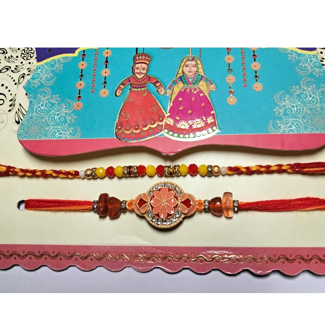 Decorative Rakhi Gift Set with Roli Chawal & Fridge Magnet | Raksha Bandhan