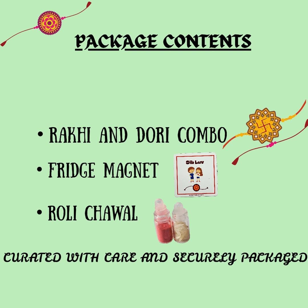 Decorative Rakhi Gift Set with Roli Chawal & Fridge Magnet | Raksha Bandhan