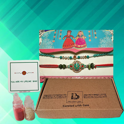 Decorative Rakhi Gift Set with Roli Chawal & Fridge Magnet | Raksha Bandhan