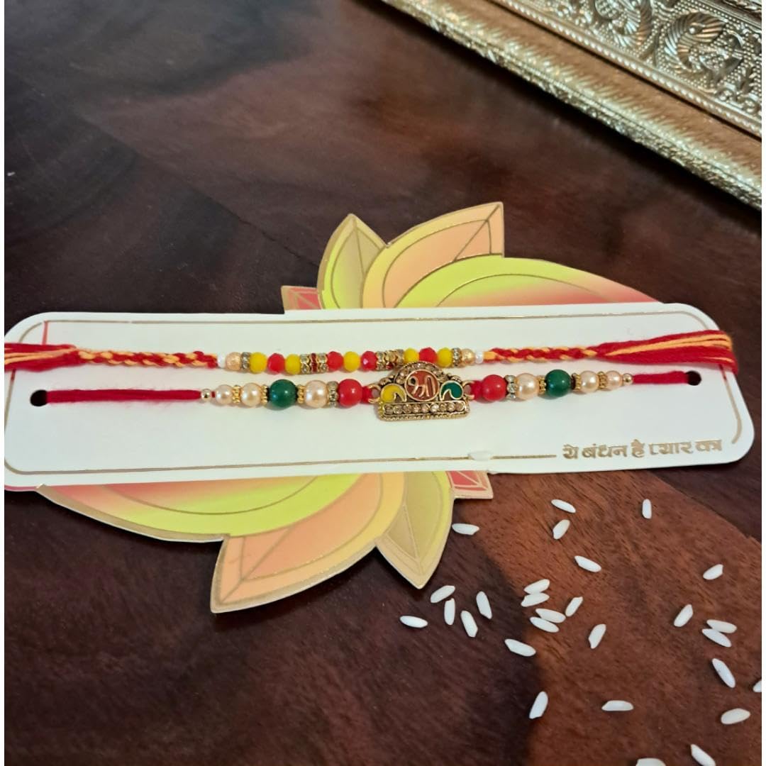 Decorative Rakhi Gift Set with Roli Chawal & Fridge Magnet | Raksha Bandhan