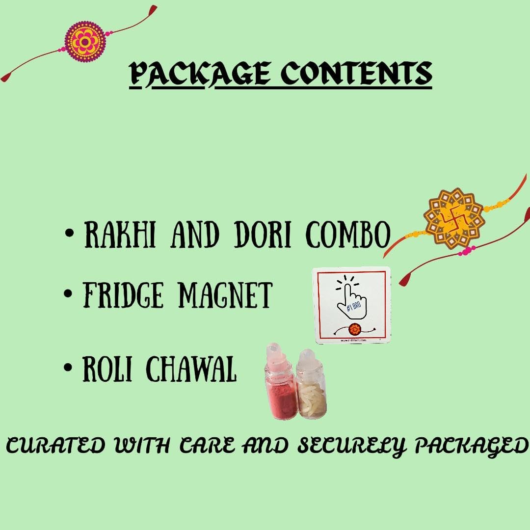 Decorative Rakhi Gift Set with Roli Chawal & Fridge Magnet | Raksha Bandhan