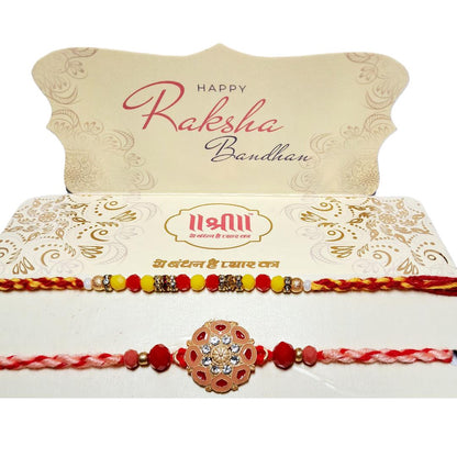 Premium Rakhi Gift Set - Handcrafted Meenakari Rakhi, Fridge Magnet, Roli Chawal Pack | Rakshabandhan Celebration Combo
