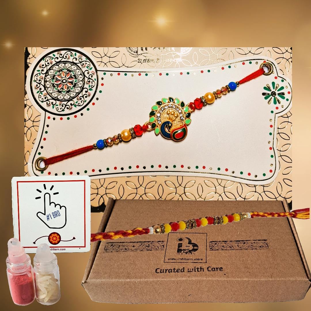 Decorative Rakhi Gift Set with Roli Chawal & Fridge Magnet | Raksha Bandhan
