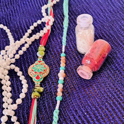 Decorative Rakhi Gift Set with Roli Chawal & Fridge Magnet | Raksha Bandhan