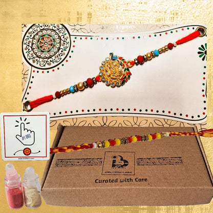 Decorative Rakhi Gift Set with Roli Chawal & Fridge Magnet | Raksha Bandhan