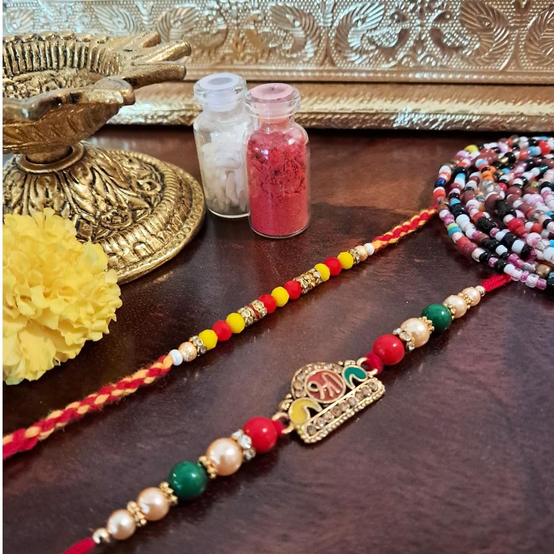 Decorative Rakhi Gift Set with Roli Chawal & Fridge Magnet | Raksha Bandhan