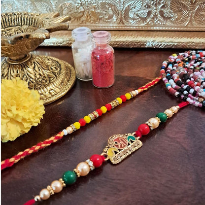 Decorative Rakhi Gift Set with Roli Chawal & Fridge Magnet | Raksha Bandhan