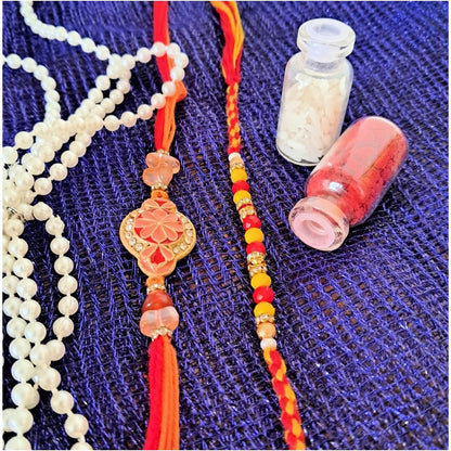 Decorative Rakhi Gift Set with Roli Chawal & Fridge Magnet | Raksha Bandhan