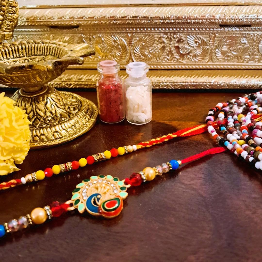 Decorative Rakhi Gift Set with Roli Chawal & Fridge Magnet | Raksha Bandhan