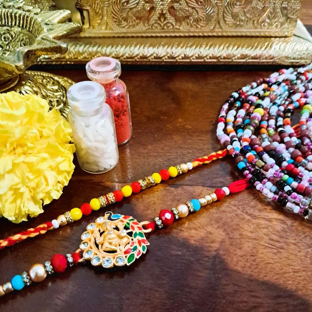 Decorative Rakhi Gift Set with Roli Chawal & Fridge Magnet | Raksha Bandhan