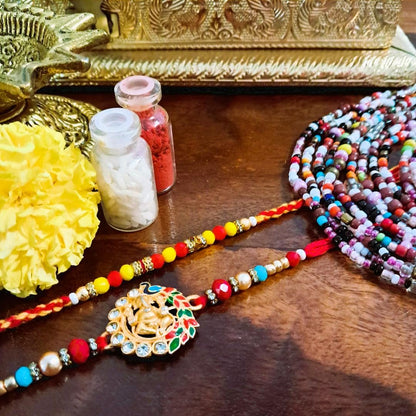 Decorative Rakhi Gift Set with Roli Chawal & Fridge Magnet | Raksha Bandhan