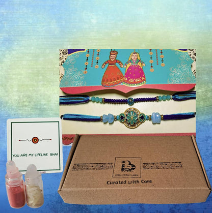 Decorative Rakhi Gift Set with Roli Chawal & Fridge Magnet | Raksha Bandhan