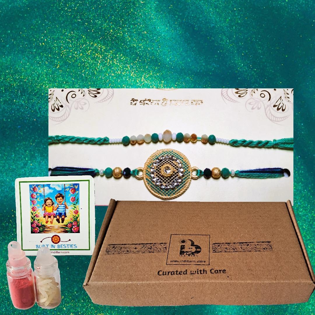 Decorative Rakhi Gift Set with Roli Chawal & Fridge Magnet | Raksha Bandhan