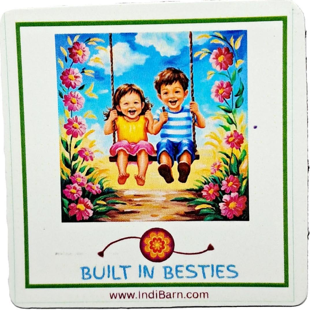 Decorative Rakhi Gift Set with Roli Chawal & Fridge Magnet | Raksha Bandhan