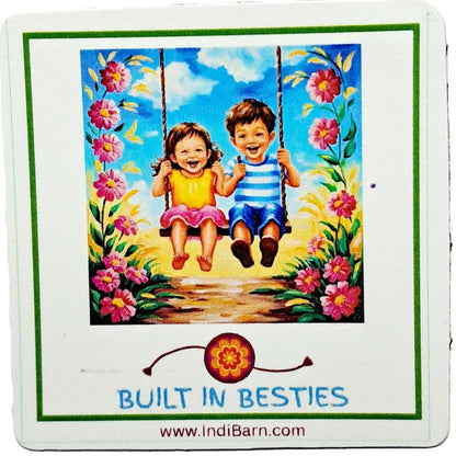 Decorative Rakhi Gift Set with Roli Chawal & Fridge Magnet | Raksha Bandhan