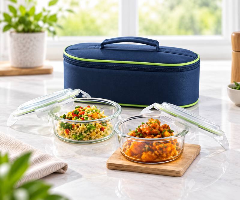 Glass Lunch Box (Round) Set of 2