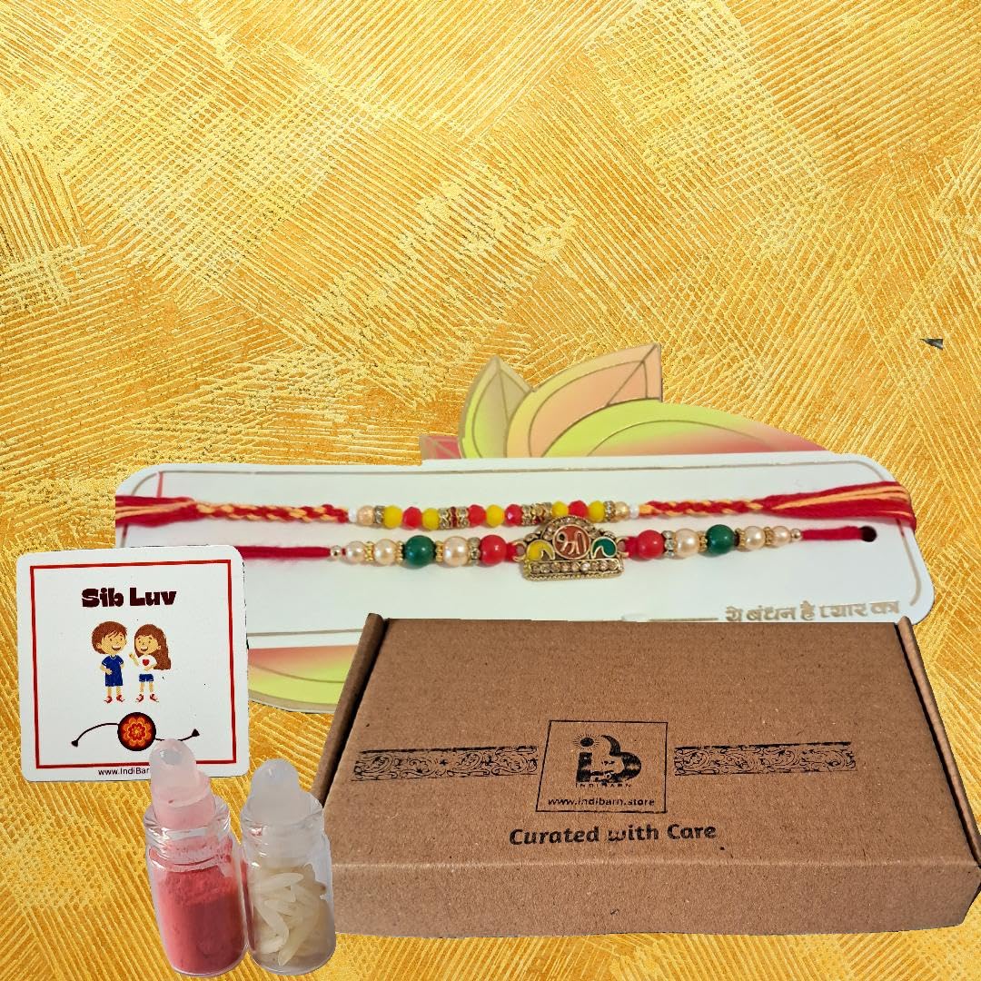 Decorative Rakhi Gift Set with Roli Chawal & Fridge Magnet | Raksha Bandhan