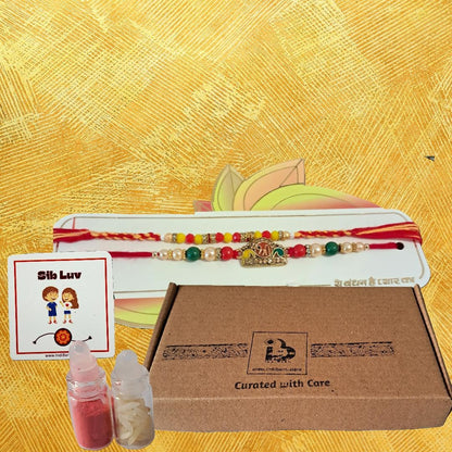 Decorative Rakhi Gift Set with Roli Chawal & Fridge Magnet | Raksha Bandhan