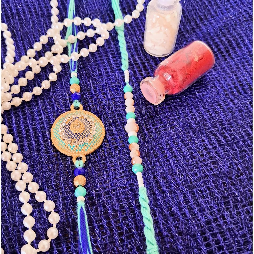 Decorative Rakhi Gift Set with Roli Chawal & Fridge Magnet | Raksha Bandhan