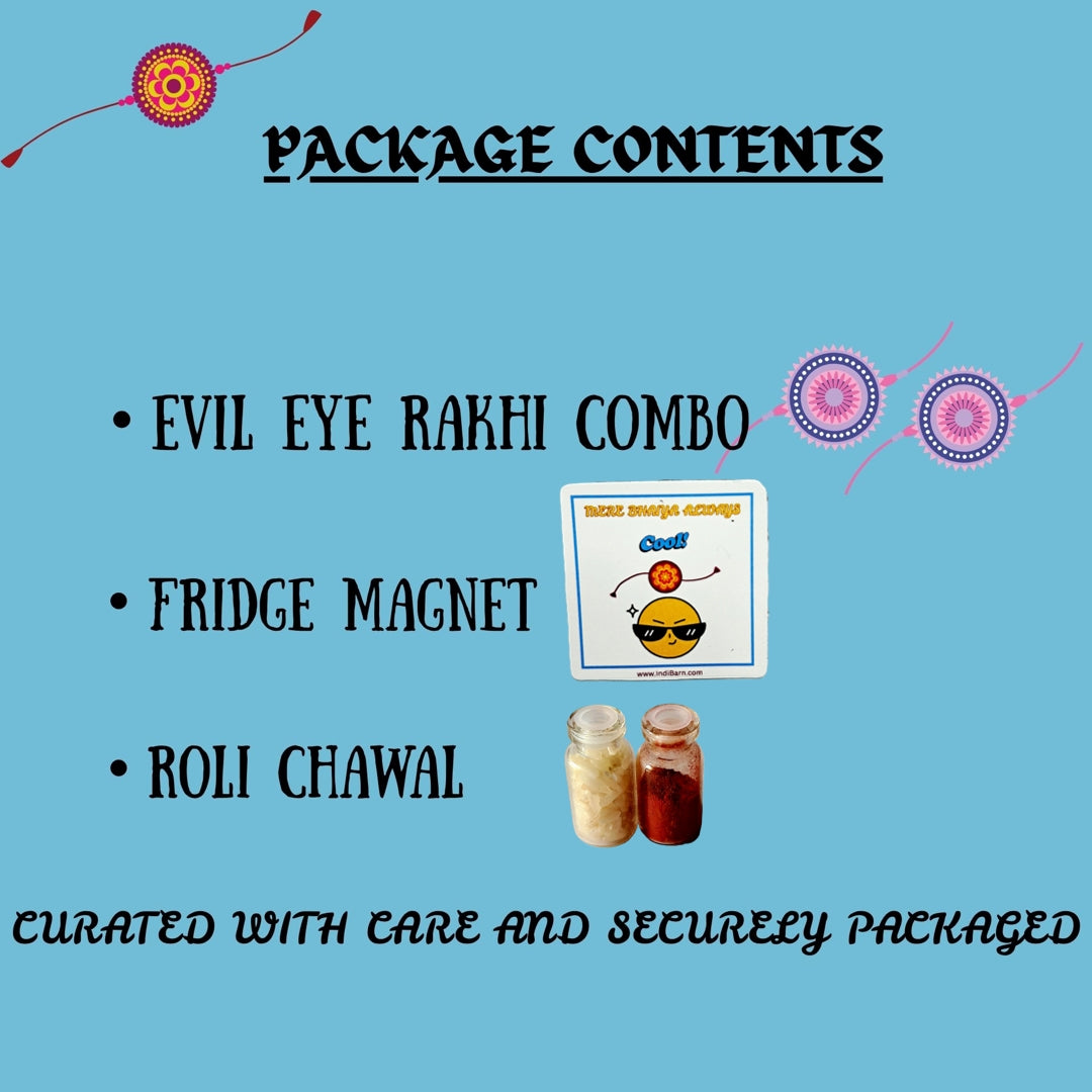 Premium Rakhi Gift Set - Handcrafted Meenakari Rakhi, Fridge Magnet, Roli Chawal Pack | Rakshabandhan Celebration Combo