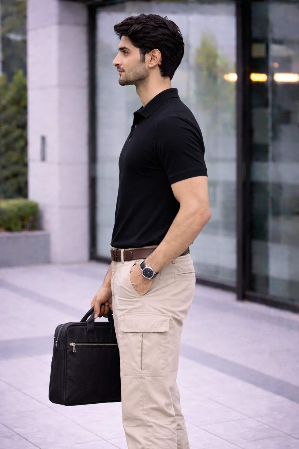 PiQCLUB Men's Solid Polo T-Shirt — Cotton, Regular Fit