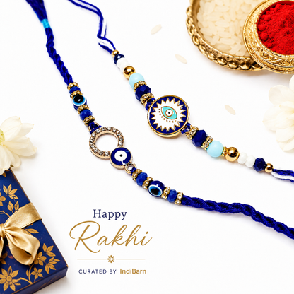 Premium Rakhi Gift Set - Handcrafted Meenakari Rakhi, Fridge Magnet, Roli Chawal Pack | Rakshabandhan Celebration Combo