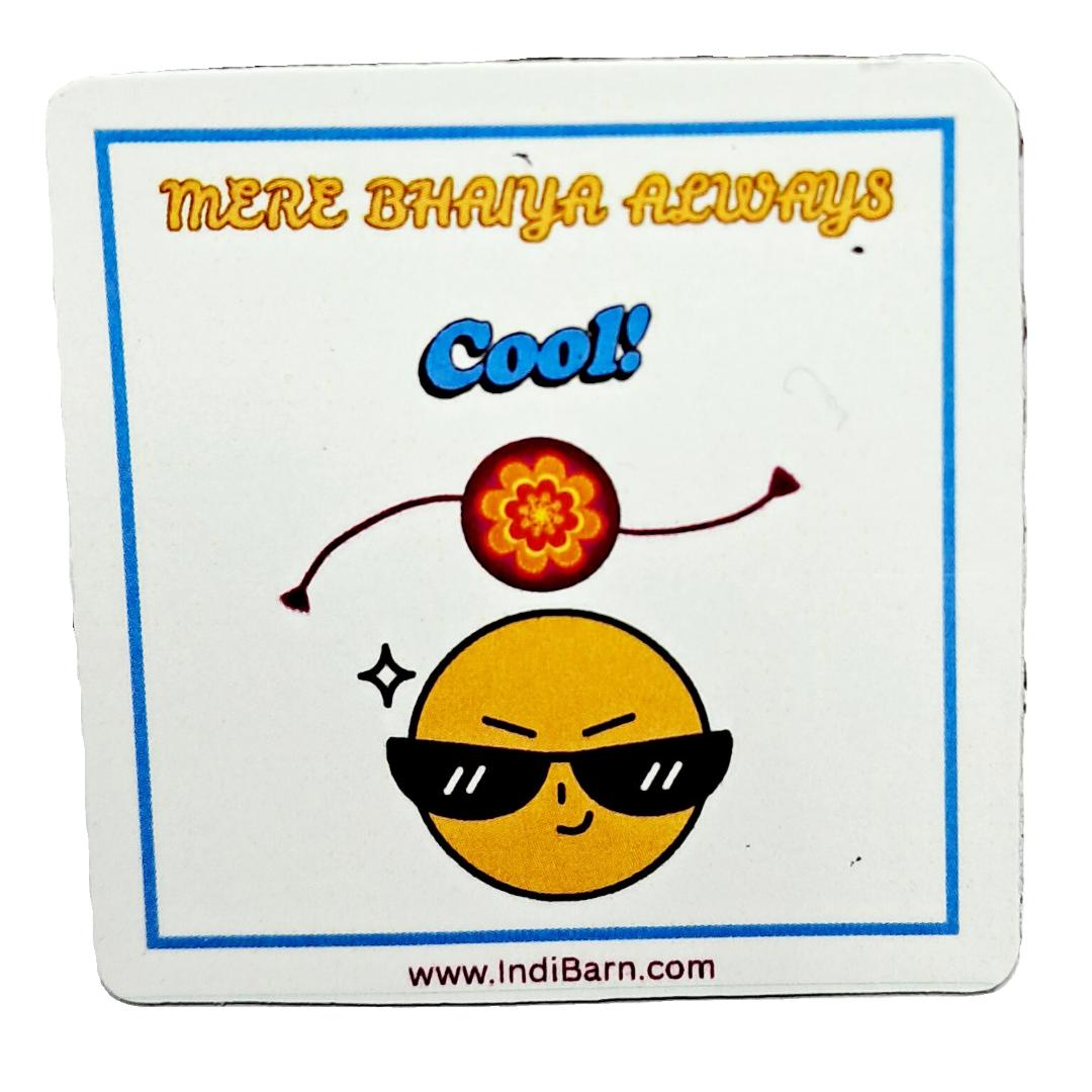 Premium Rakhi Gift Set - Handcrafted Meenakari Rakhi, Fridge Magnet, Roli Chawal Pack | Rakshabandhan Celebration Combo