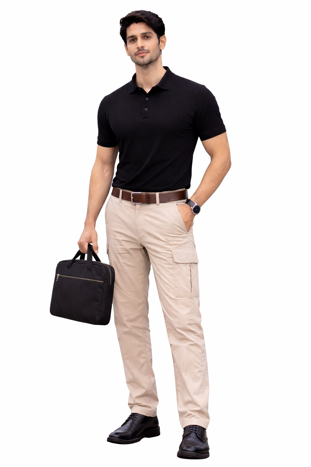 PiQCLUB Men's Solid Polo T-Shirt — Cotton, Regular Fit