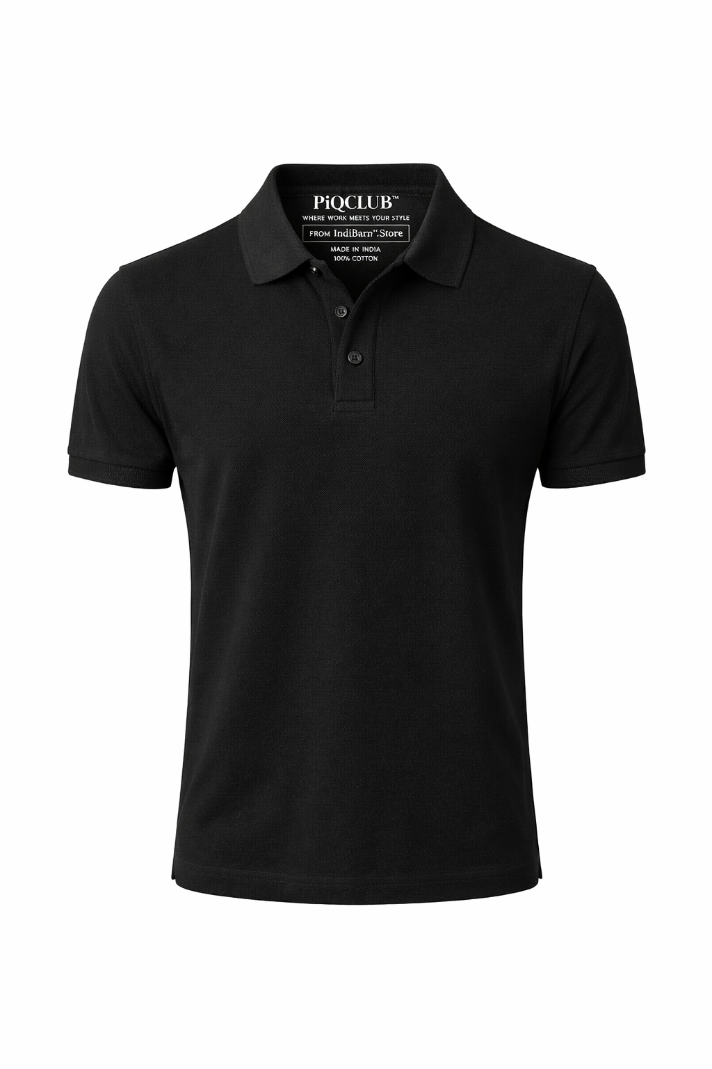 PiQCLUB Men's Solid Polo T-Shirt — Cotton, Regular Fit