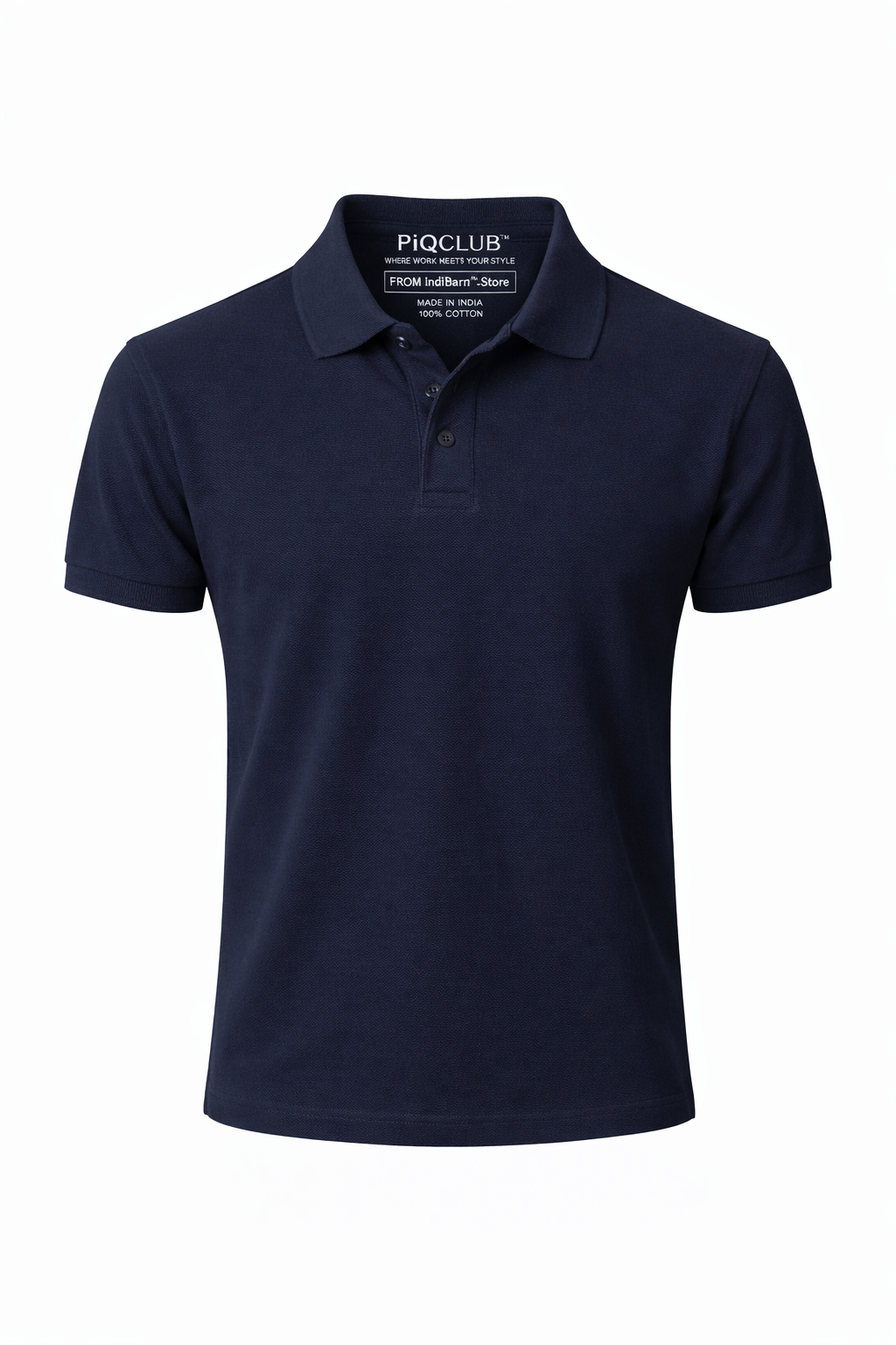 PiQCLUB Men's Solid Polo T-Shirt — Cotton, Regular Fit