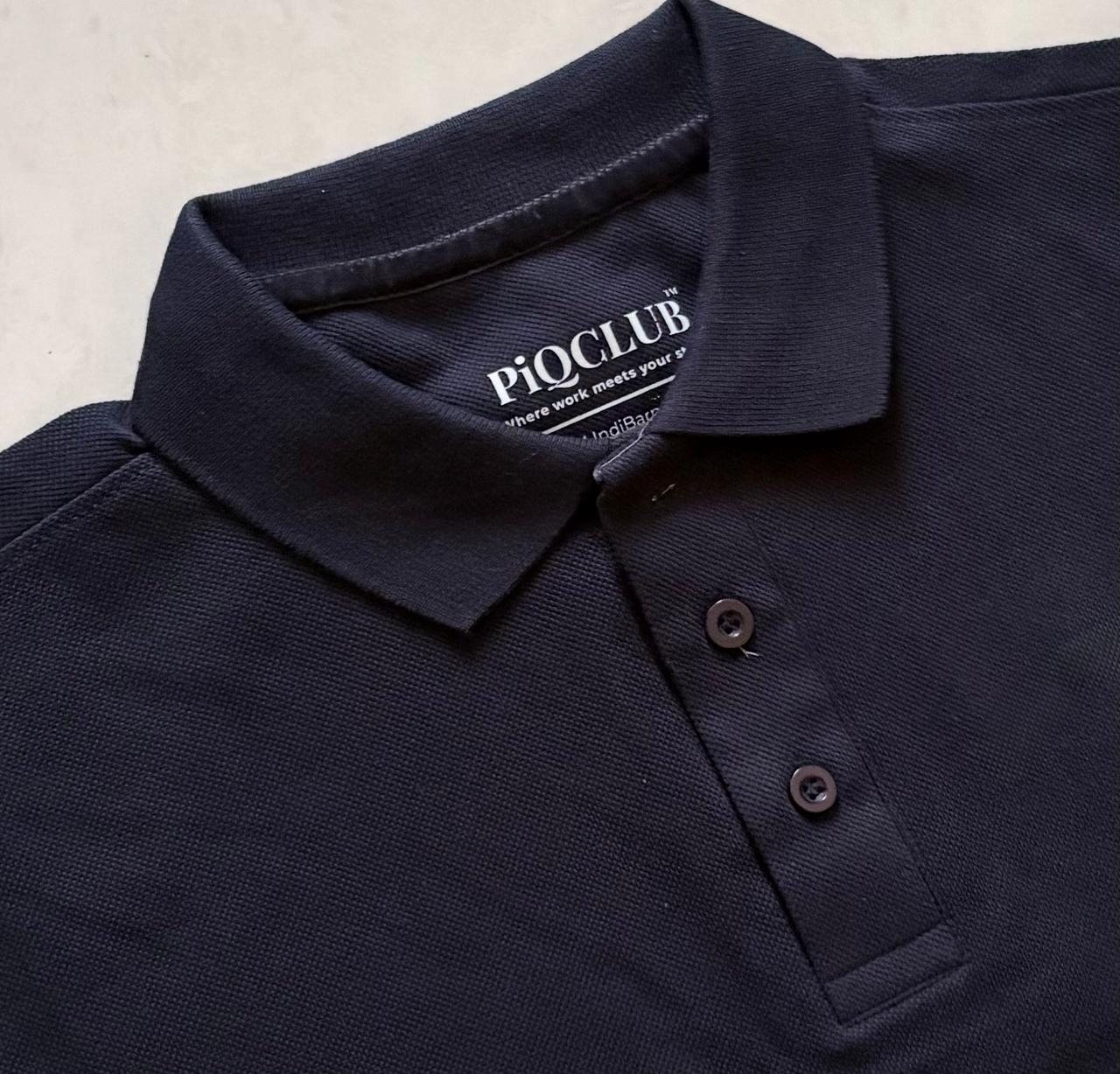 PiQCLUB Men's Solid Polo T-Shirt — Cotton, Regular Fit
