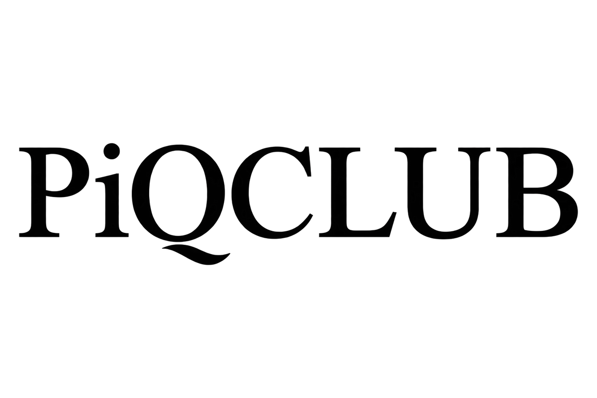 Black PiQCLUB wordmark with transparent background
