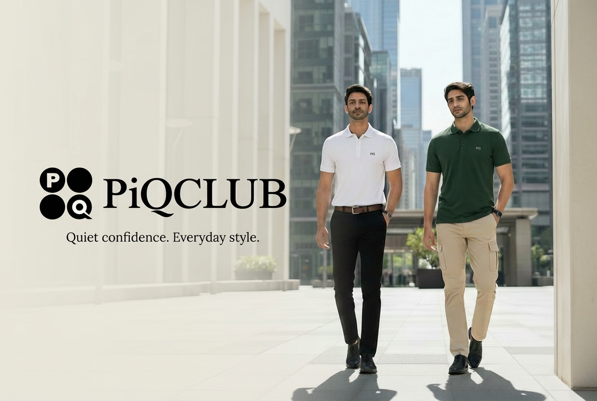 PiQCLUB banner concept using the supplied brand references