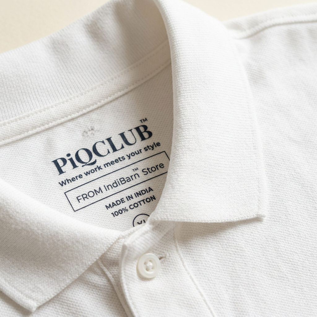 PiQCLUB white polo neck-print detail